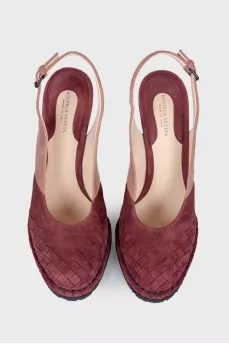 Pink wedge sandals