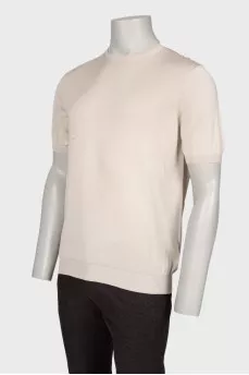 Men's beige silk T-shirt