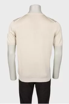 Men's beige silk T-shirt
