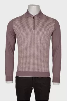 Men's cashmere polo with print