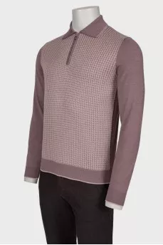 Men's cashmere polo with print