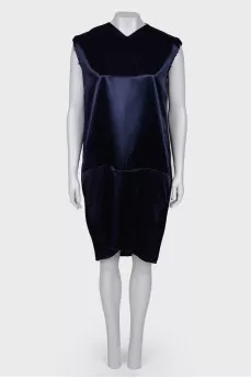 Black and blue dress with raw seams
