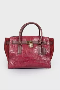 Burgundy bag with embossed leather