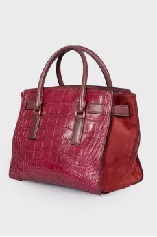 Burgundy bag with embossed leather