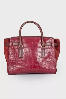 Burgundy bag with embossed leather