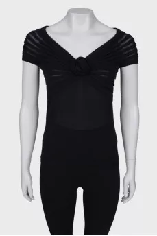 Black draped T-shirt
