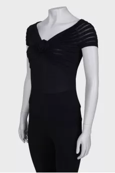 Black draped T-shirt