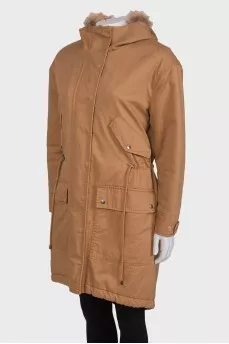 Parka with appliqué back