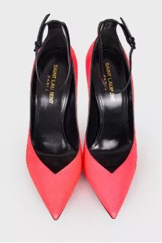 Pink heeled shoes with tag