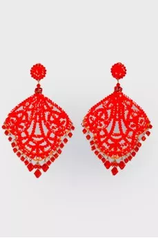 Сережки з червоними стразами