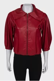 Short sleeve leather jacket