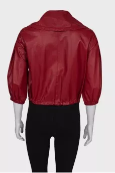 Short sleeve leather jacket