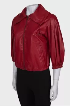 Short sleeve leather jacket