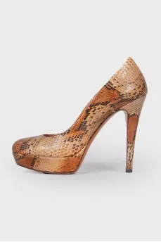 Brown snakeskin shoes