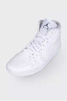Embossed white high top sneakers