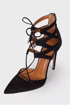 Suede tie shoes