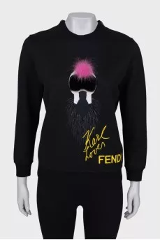 Sweatshirt with branded logo and appliqué
