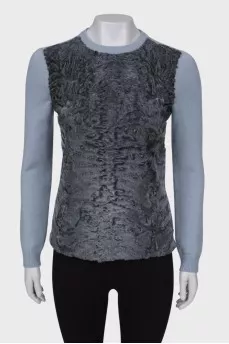 Cashmere sweater with fur