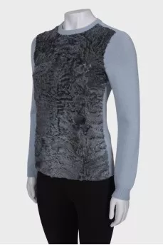 Cashmere sweater with fur