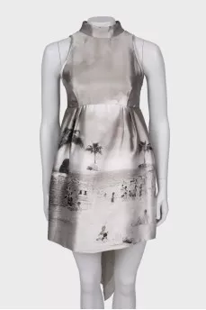 Silk dress with decor on the back