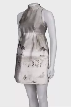 Silk dress with decor on the back