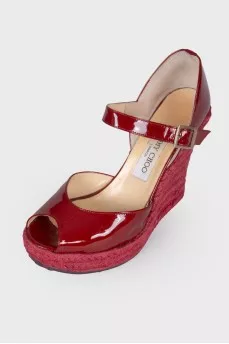 Sandals on a high jute wedge