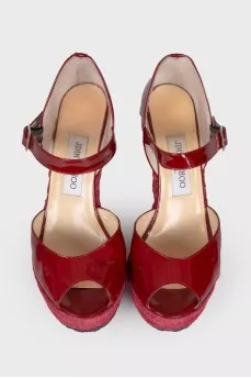 Sandals on a high jute wedge