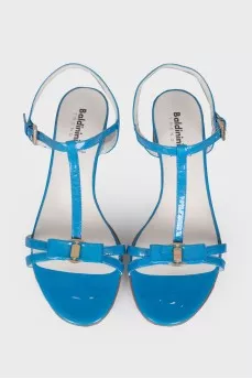 Blue low heel sandals