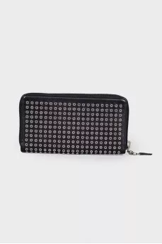 Eyelet leather wallet