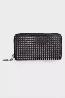 Eyelet leather wallet