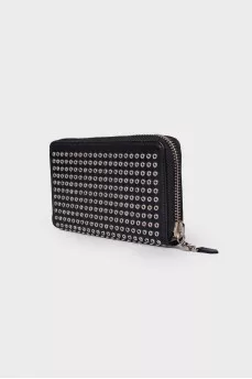 Eyelet leather wallet