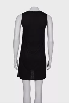 Black tunic dress with rhinestone appliqué