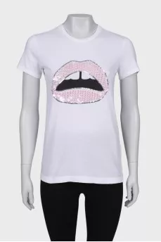 T-shirt with print and sequins