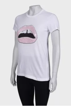 T-shirt with print and sequins