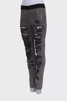 Jeans with rhinestones, torn effect
