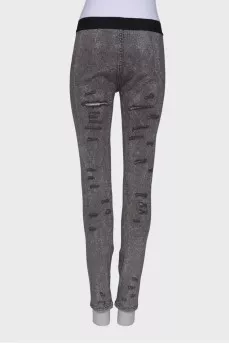 Jeans with rhinestones, torn effect