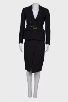 Black suit with straight skirt