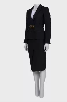 Black suit with straight skirt