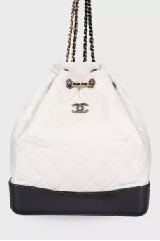 Рюкзак Gabrielle White/Black Aged Quilted Leather