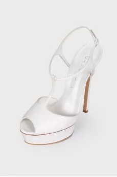 White leather sandals