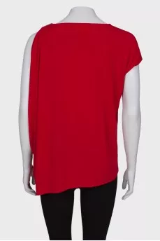 Asymmetry red blouse