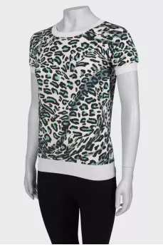 T-shirt with lurex in leopard print