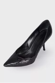 Black python leather shoes