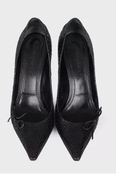 Black python leather shoes
