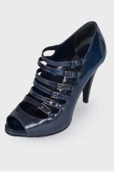 Leather blue sandals with straps