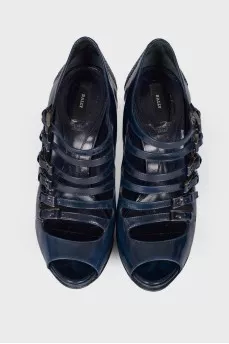 Leather blue sandals with straps