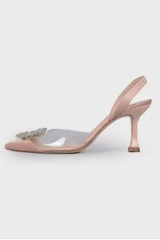 Sandals with silicone inserts and rhinestones