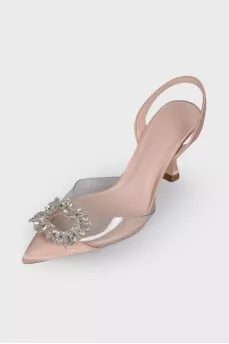 Sandals with silicone inserts and rhinestones
