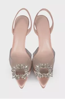 Sandals with silicone inserts and rhinestones