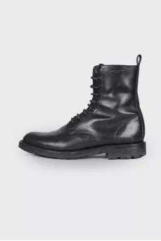 Men's black leather boots